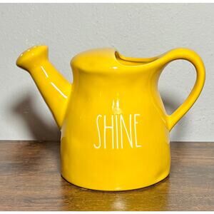 Rae Dunn Yellow 6” Ceramic “Shine” Water Pitcher Plant Watering Can Retired